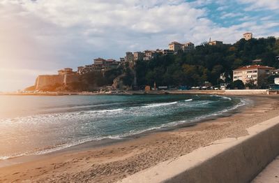 Scenic view of beach against sky