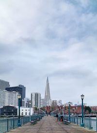 View of buildings against cloudy sky