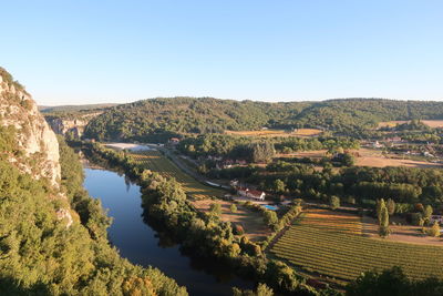 High angle view of landscape against clear sky