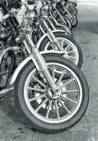 High angle view of bicycle parked on street