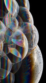 Close-up of bubbles against black background