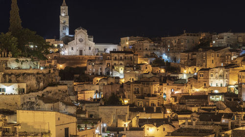 Sassi di matera at night. european capital of culture.