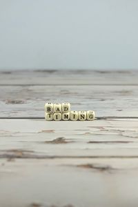 Close-up of text on table