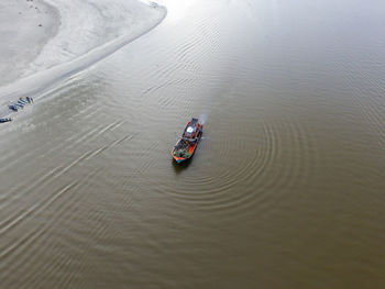 High angle view of boat in water