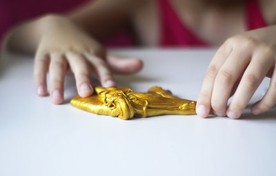 Close-up of woman holding hands