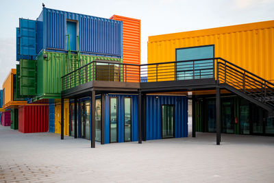 Eclectic street corniche doha. colorful containers food street. box park doha, qatar