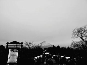 Panoramic view of buildings against clear sky during winter