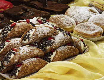 Sicilian cannoli, cannoli siciliani, typical italian dessert from sicily