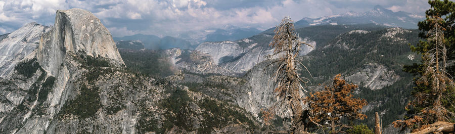 Panoramic view of majestic and mountains against sky