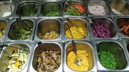 High angle view of vegetables in container