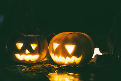 Close-up of illuminated pumpkin