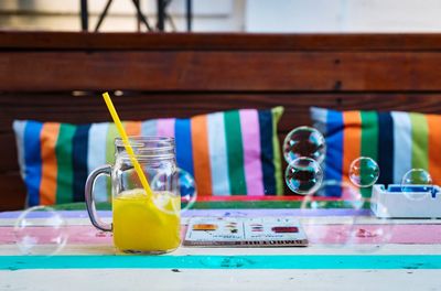 Close-up of drink on table