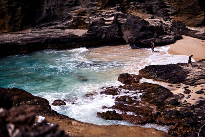 High angle view of beach