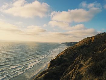 Scenic view of sea and cloudy sky