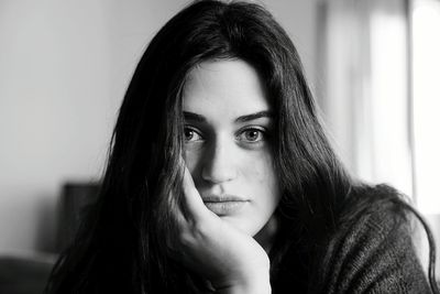 Close-up portrait of beautiful young woman