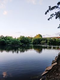 Scenic view of lake against sky