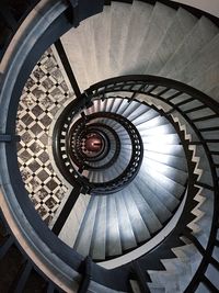 High angle view of spiral stairs