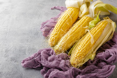 High angle view of vegetables on table