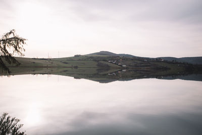 Scenic view of lake against sky