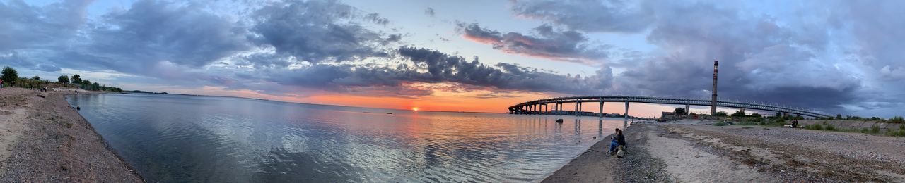 Panoramic view of bridge over river against sky