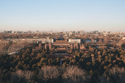 High angle view of buildings in city