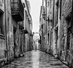 Narrow alley along buildings