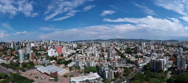 High angle view of cityscape against sky