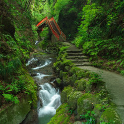 Shiokawa falls, a tiered waterfall with a total height of 30 meters.