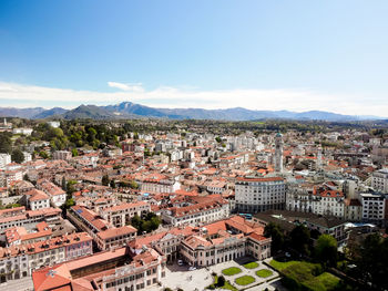 High angle view of townscape against sky