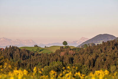 Sunset over the landscape i switzerland