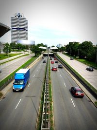 Traffic on road in city