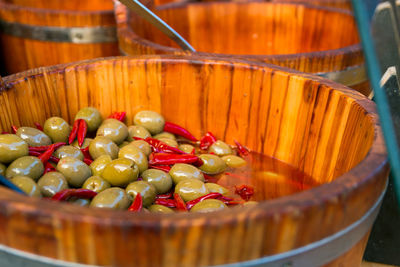 Close-up of olives in bowl
