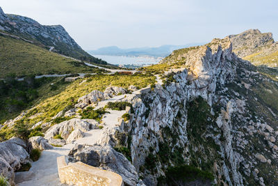 Panoramic view of rocky mountains against sky