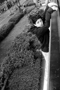 Portrait of boy on plants