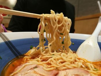 Close-up of noodles in bowl