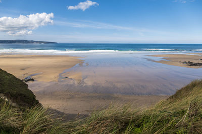 Scenic view of beach against sky