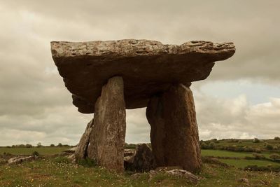 Low angle view of rock on field