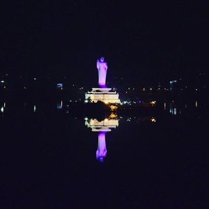 View of illuminated building