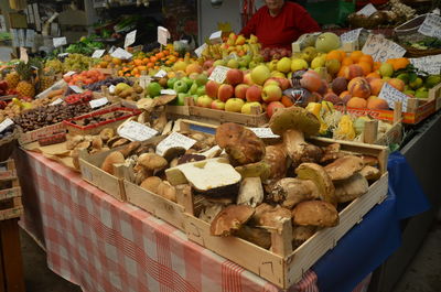 Various fruits for sale at market stall