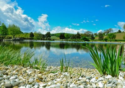 Scenic view of lake against sky