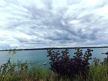 Scenic view of lake against sky