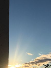 Low angle view of blue sky