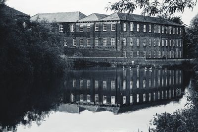 Reflection of building on river