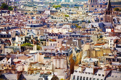 High angle view of buildings in city