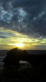 Scenic view of sea against dramatic sky