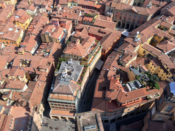 High angle view of buildings in city