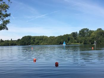 Scenic view of lake against sky