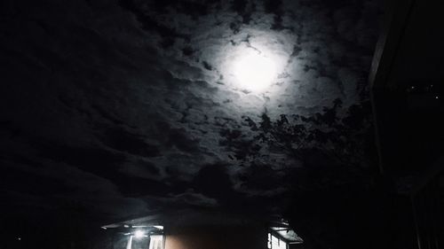Low angle view of illuminated sky at night