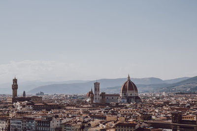 View of florence cityscape against sky, on a summer day, italy.