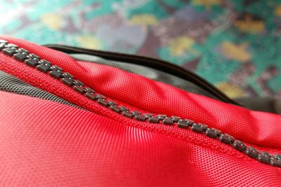 Close-up of backpack zipper